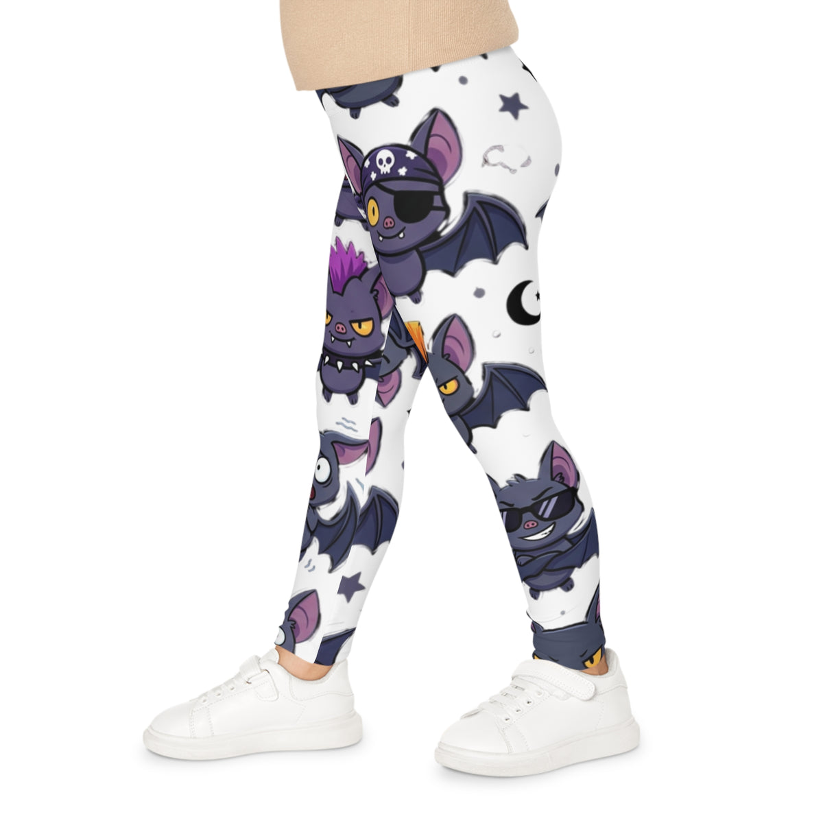 Kids Bat Pattern Leggings — Cute Halloween Bat Print All-Over-Print Leggings for Children