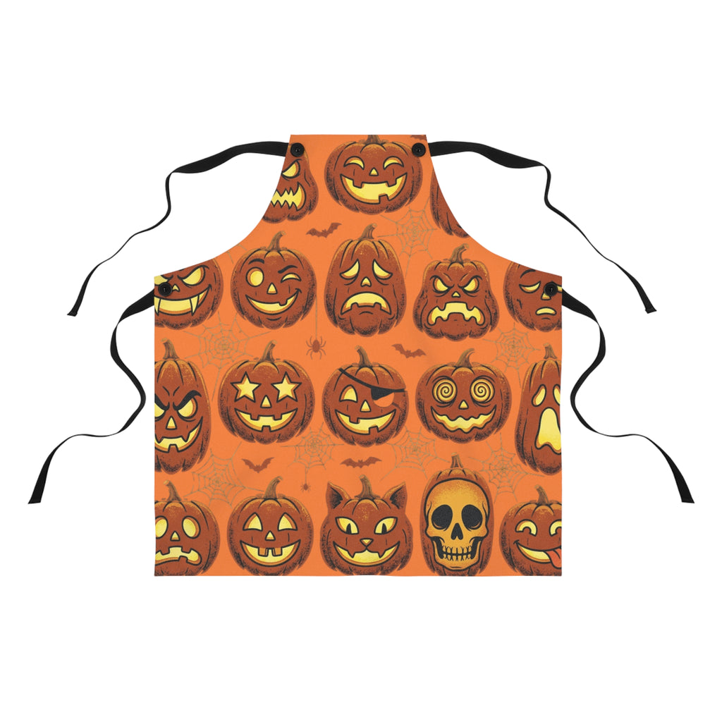 Halloween Pumpkin Apron — Jack-O'-Lantern Patterned Kitchen Apron for Baking & Parties