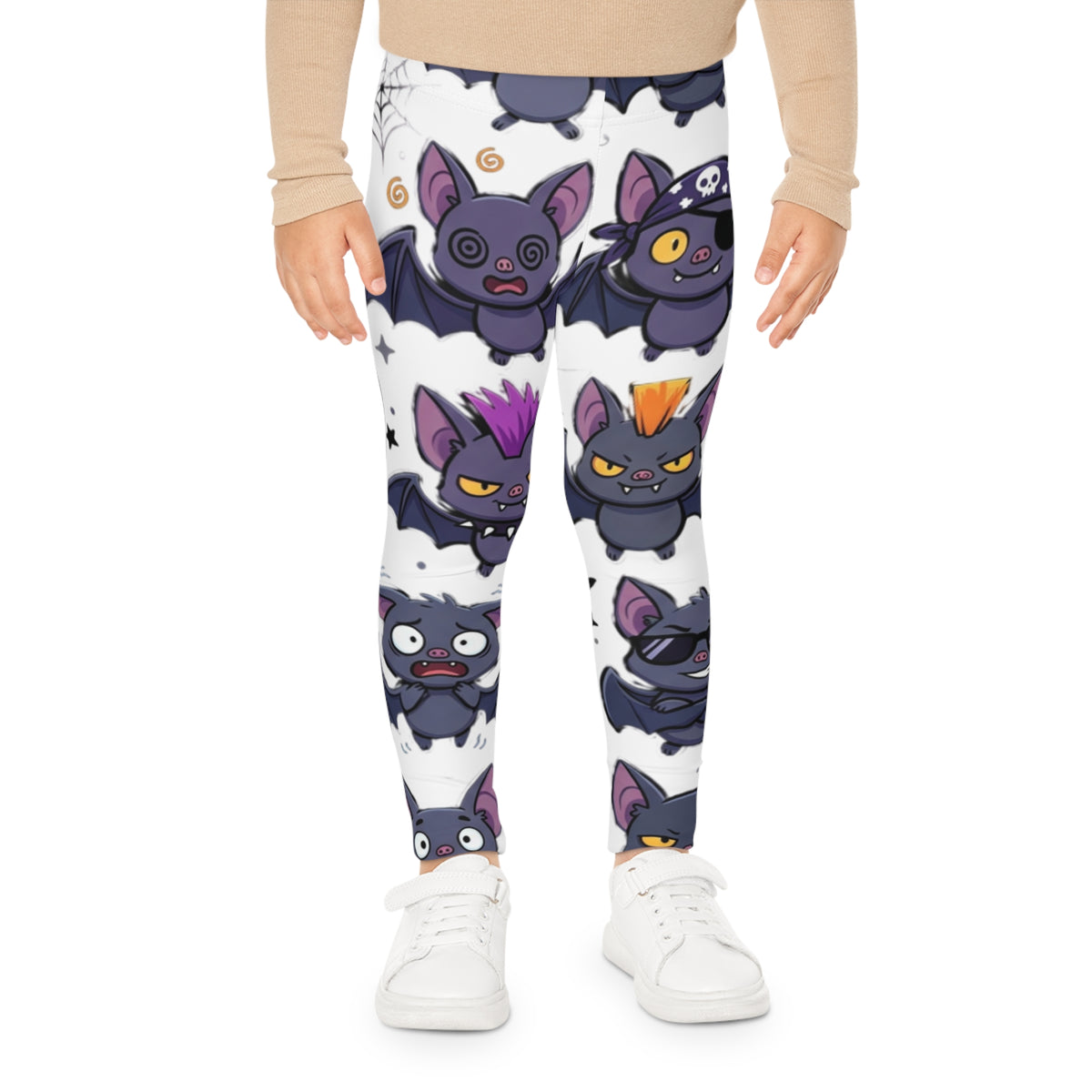 Kids Bat Pattern Leggings — Cute Halloween Bat Print All-Over-Print Leggings for Children