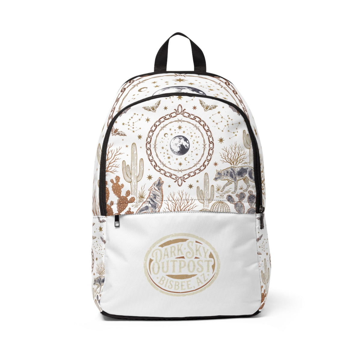 Boho Desert Moon Backpack — Celestial Cactus Print Travel Bag
