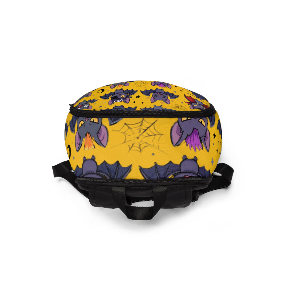 Cute Halloween Bat Pattern Backpack — Yellow Cartoon Bat School Bag