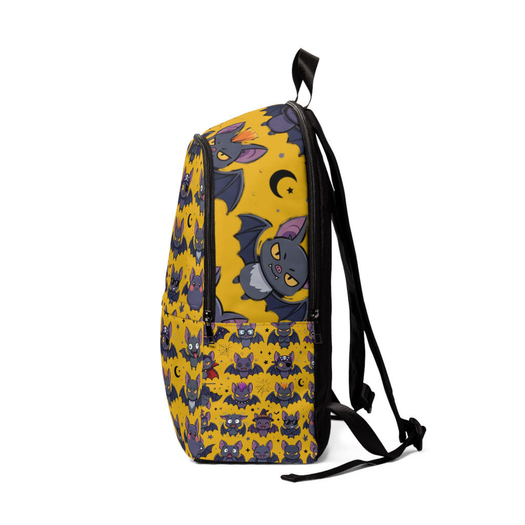 Cute Halloween Bat Pattern Backpack — Yellow Cartoon Bat School Bag