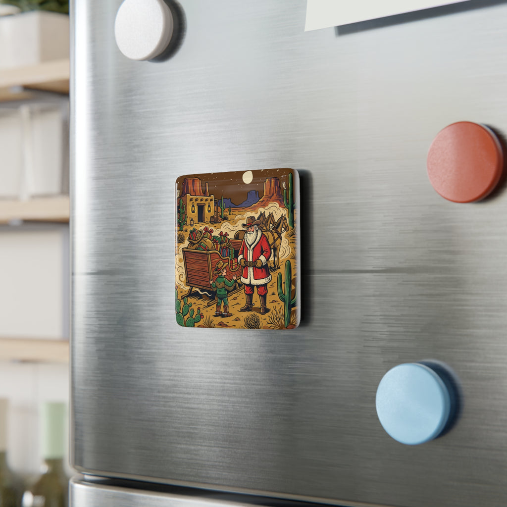 Southwest Santa Porcelain Magnet — Desert Christmas Holiday Gift