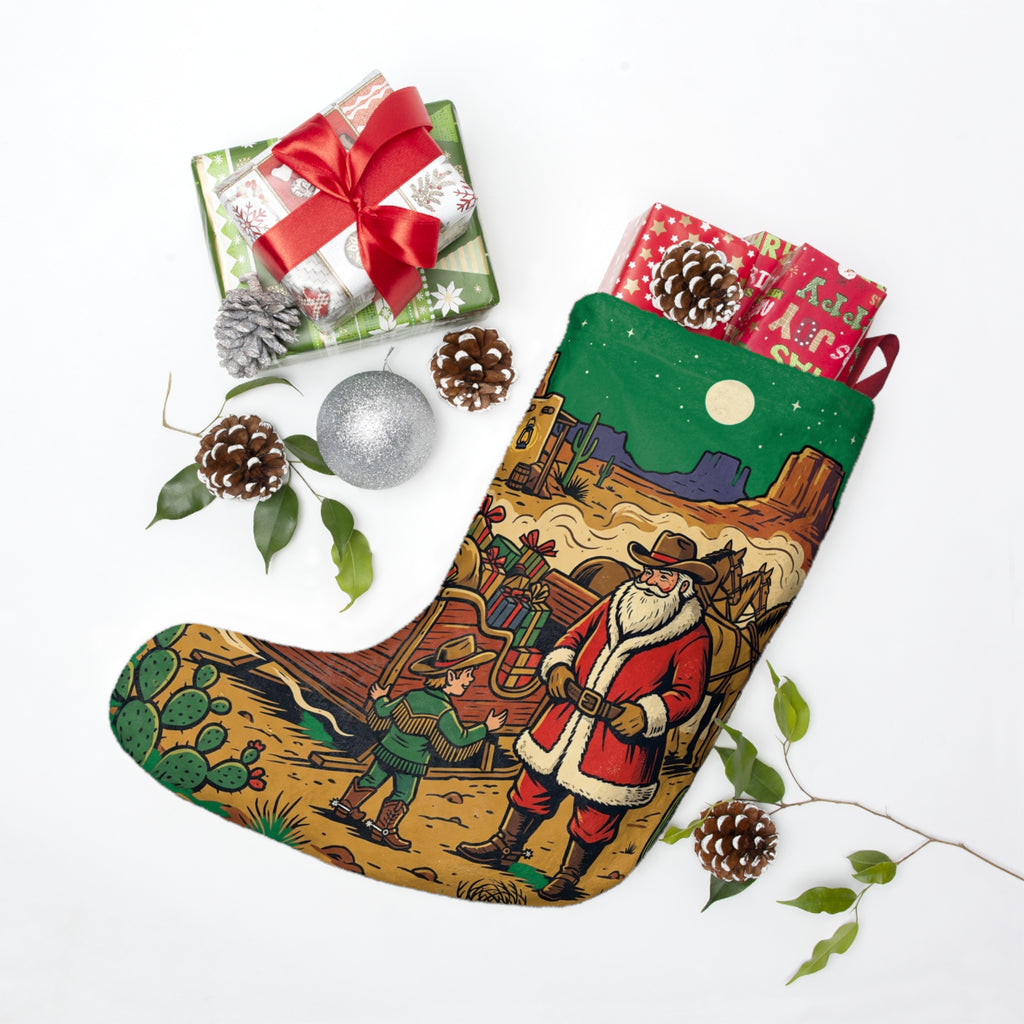 Western Santa Christmas Stocking