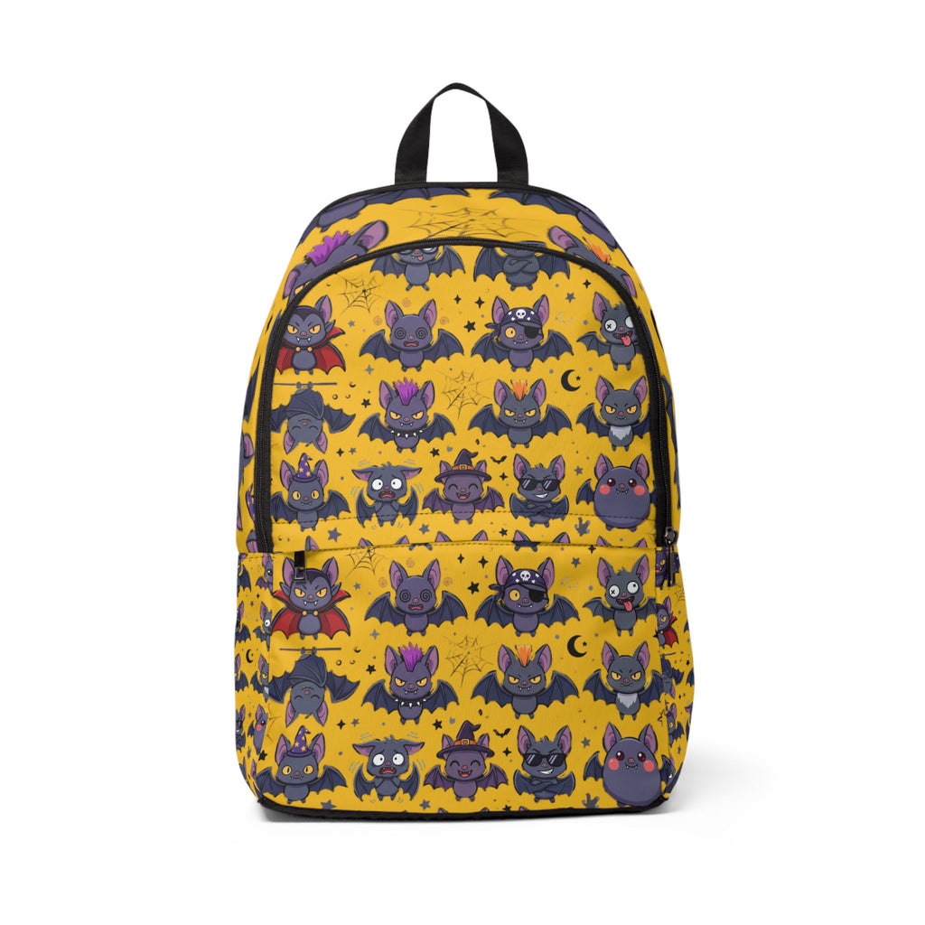 Cute Halloween Bat Pattern Backpack — Yellow Cartoon Bat School Bag