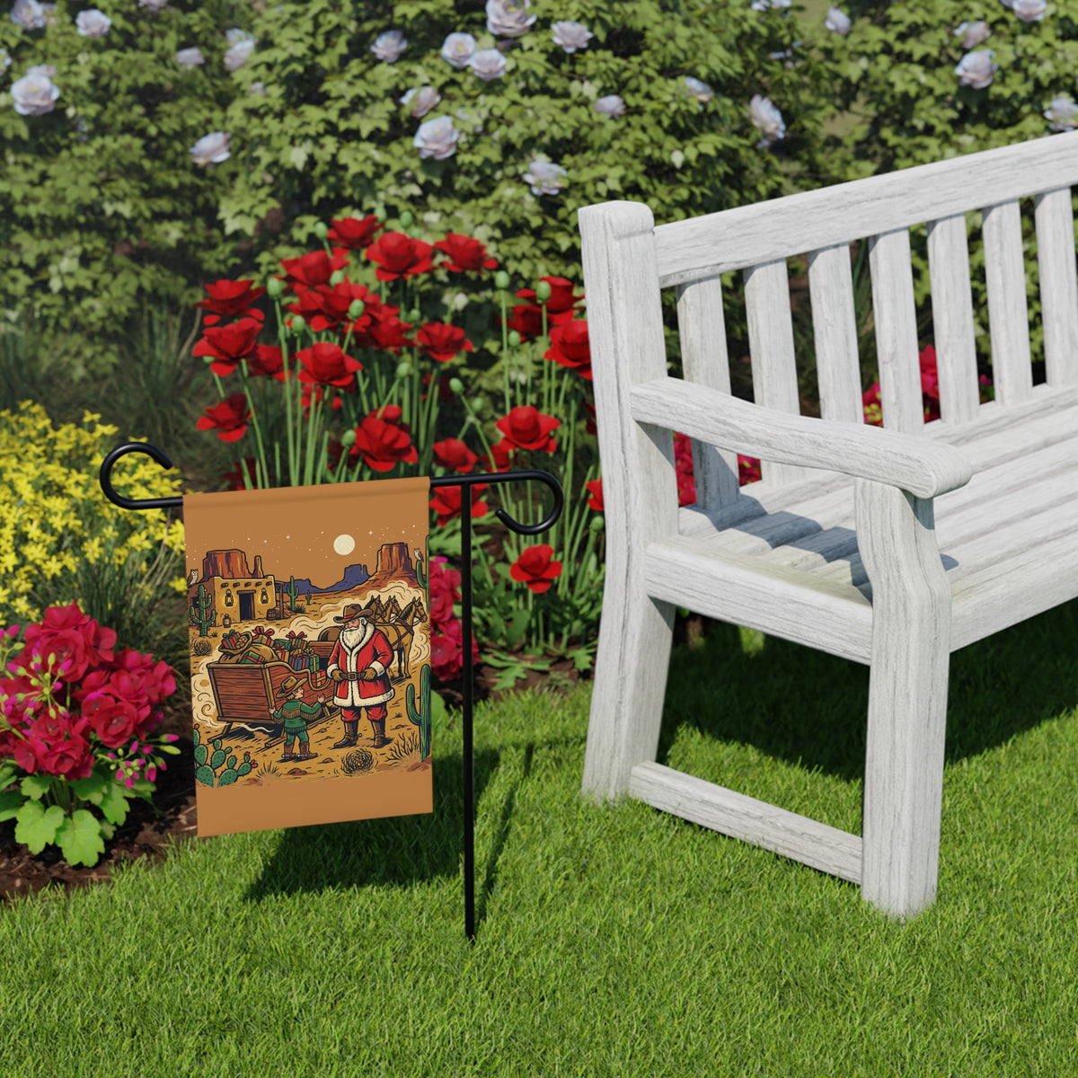 Southwest Santa Christmas Garden Banner