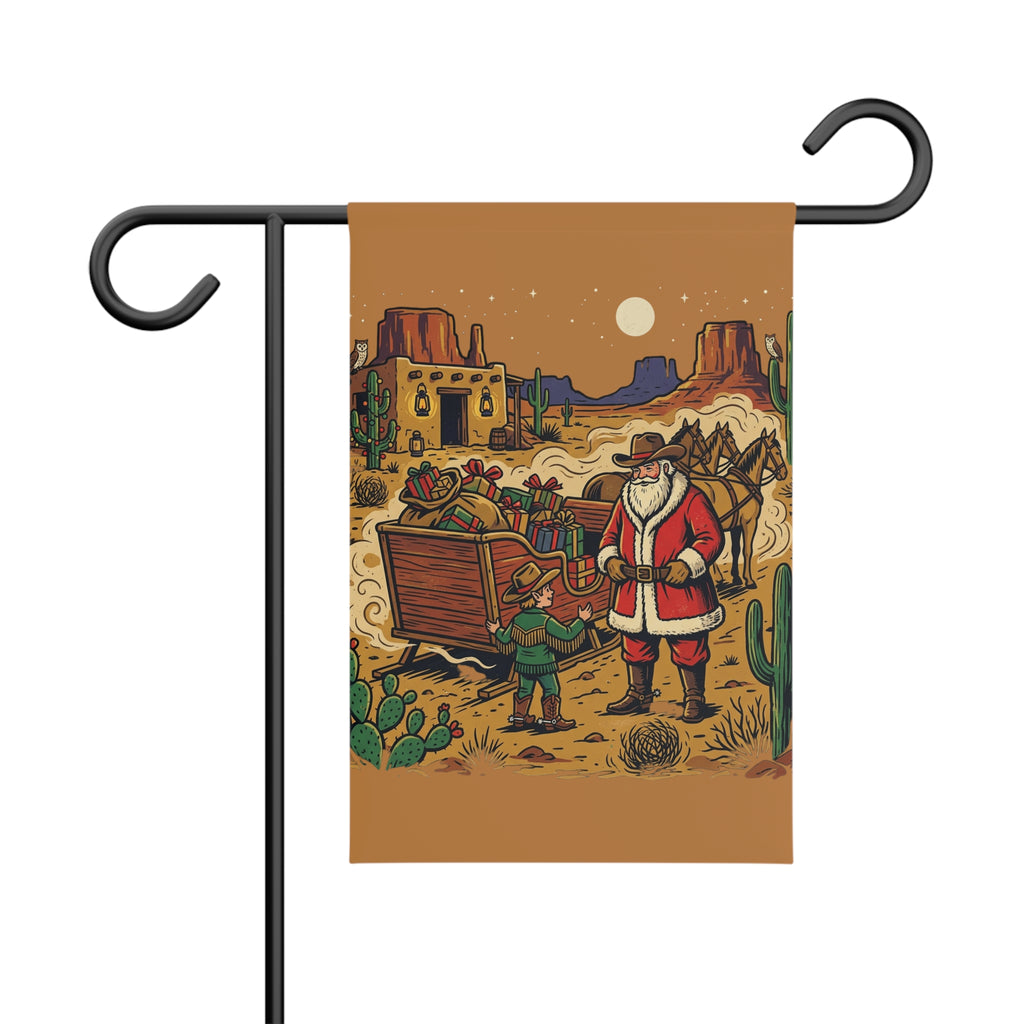Southwest Santa Christmas Garden Banner