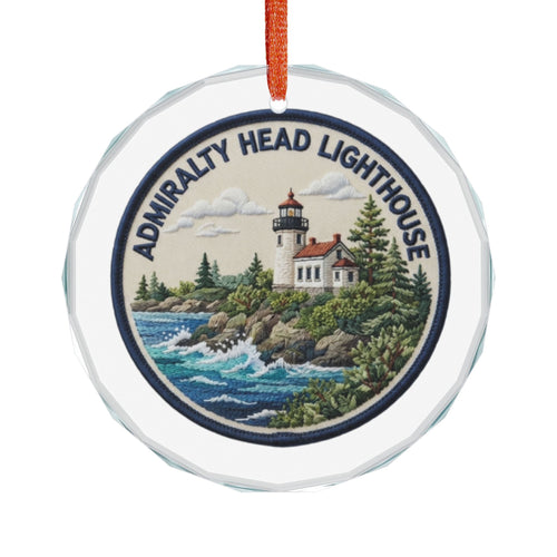 Admiralty Head Lighthouse Glass Ornament – Coastal Holiday Keepsake - Dark Sky Outpost