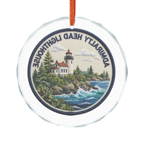 Admiralty Head Lighthouse Glass Ornament – Coastal Holiday Keepsake - Dark Sky Outpost