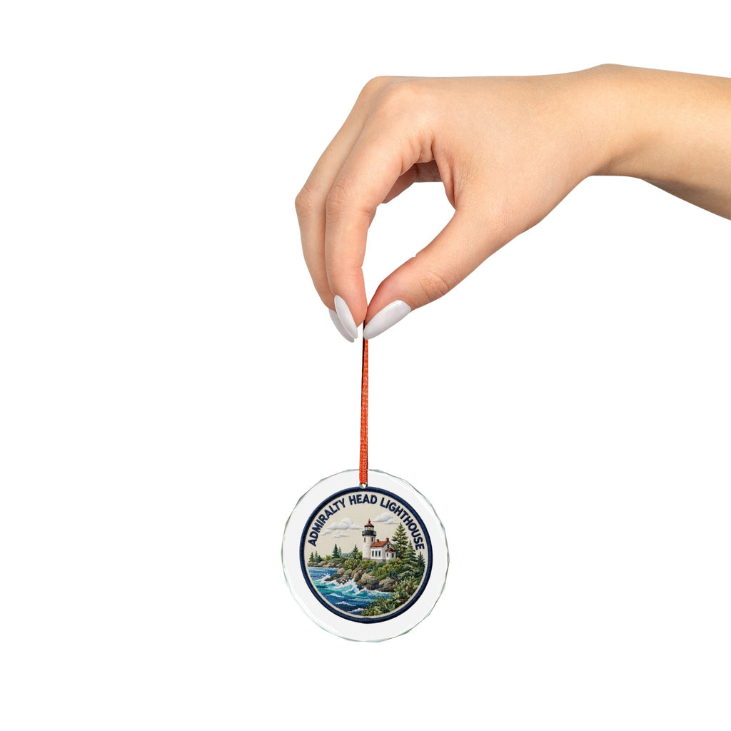 Admiralty Head Lighthouse Glass Ornament – Coastal Holiday Keepsake - Dark Sky Outpost