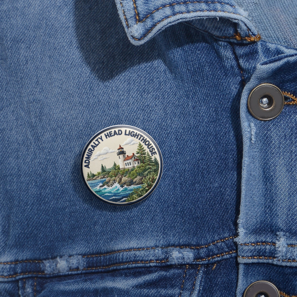 Admiralty Head Lighthouse Pin Button — Scenic Coastal Badge - Dark Sky Outpost