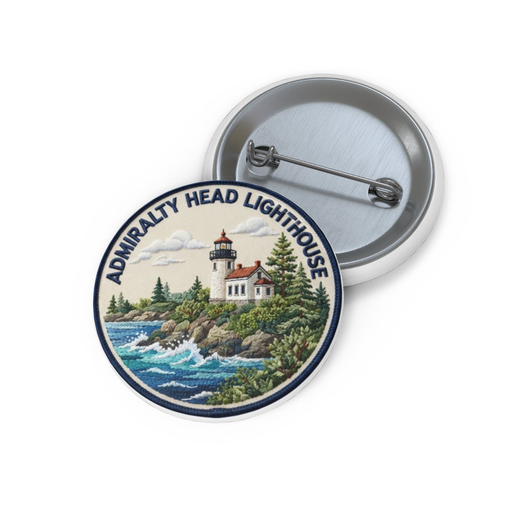 Admiralty Head Lighthouse Pin Button — Scenic Coastal Badge - Dark Sky Outpost