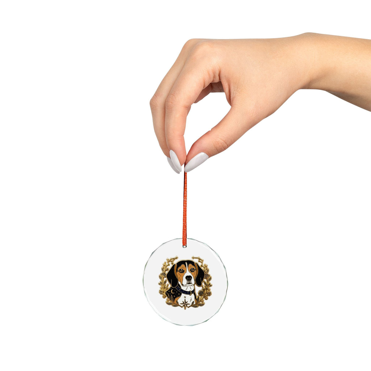 Beagle Glass Ornament — Dog Portrait Holiday Decoration - Dark Sky Outpost