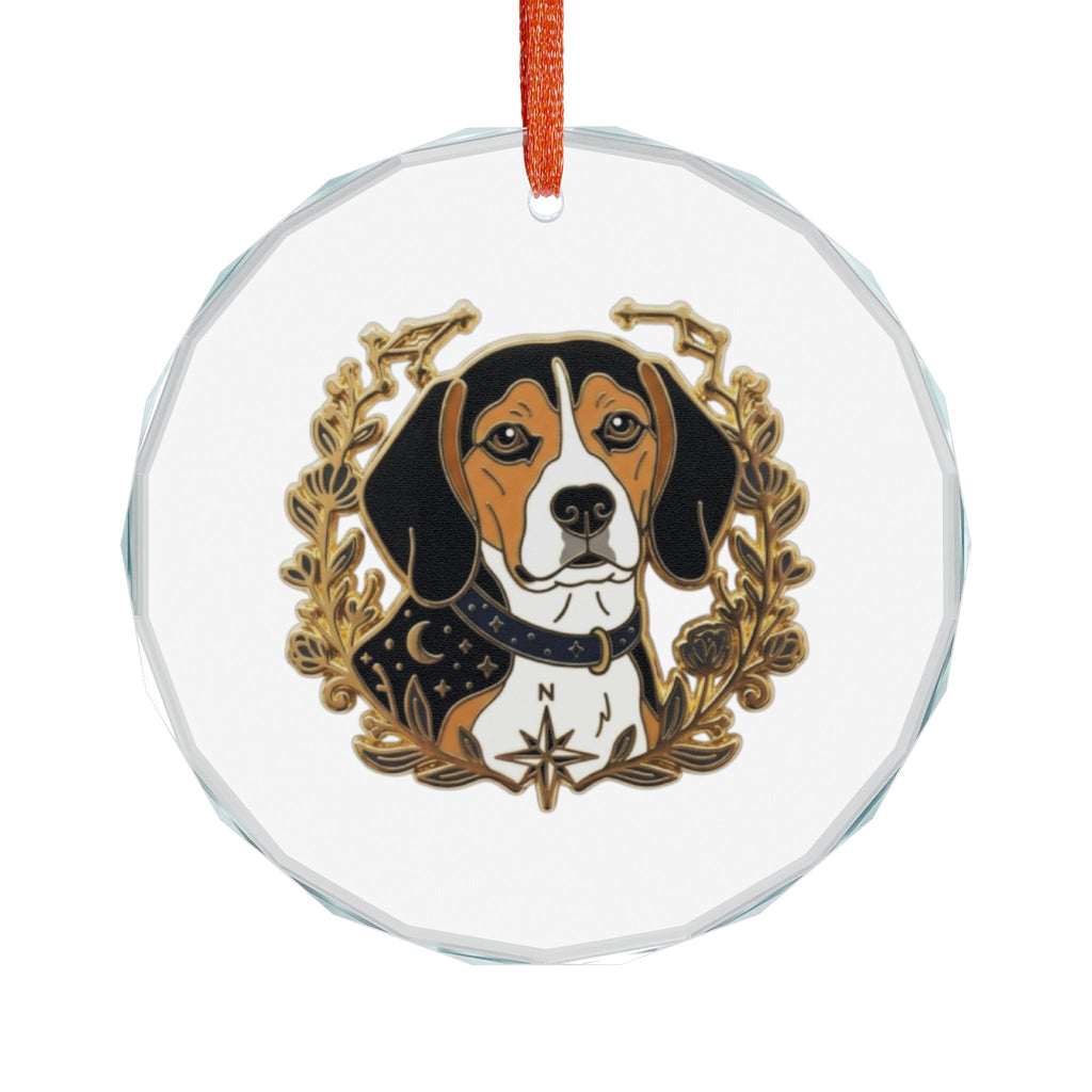 Beagle Glass Ornament — Dog Portrait Holiday Decoration - Dark Sky Outpost