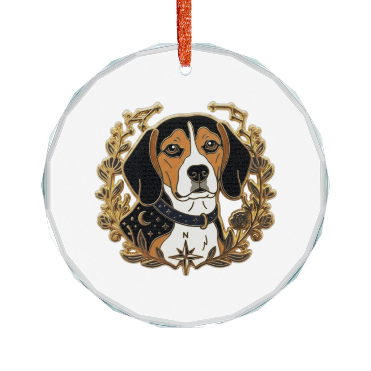Beagle Glass Ornament — Dog Portrait Holiday Decoration - Dark Sky Outpost