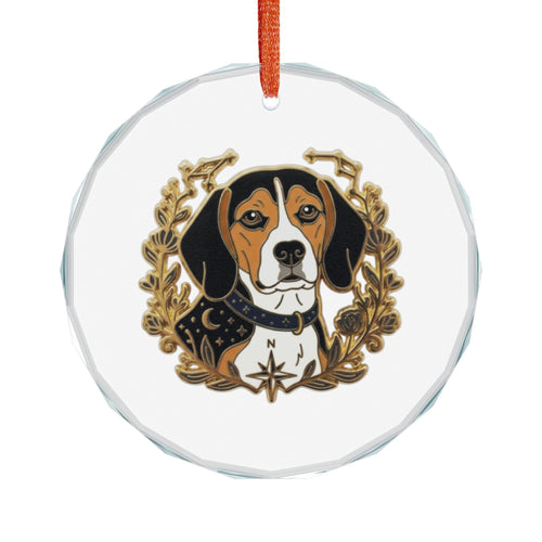Beagle Glass Ornament — Dog Portrait Holiday Decoration - Dark Sky Outpost