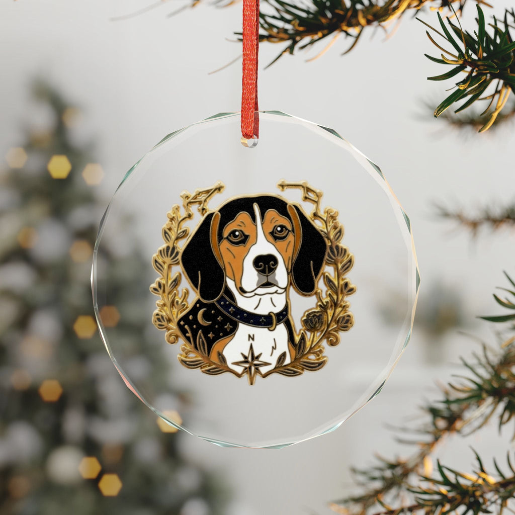 Beagle Glass Ornament — Dog Portrait Holiday Decoration - Dark Sky Outpost