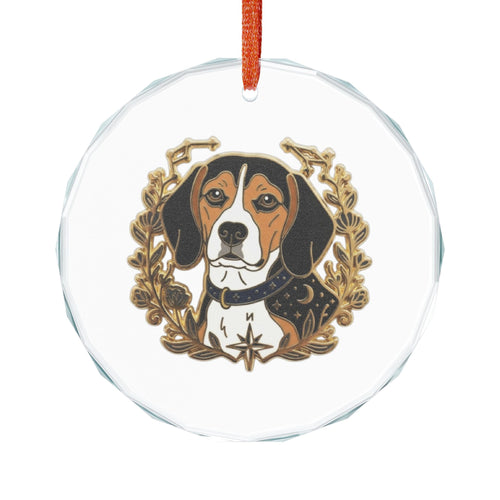 Beagle Glass Ornament — Dog Portrait Holiday Decoration - Dark Sky Outpost