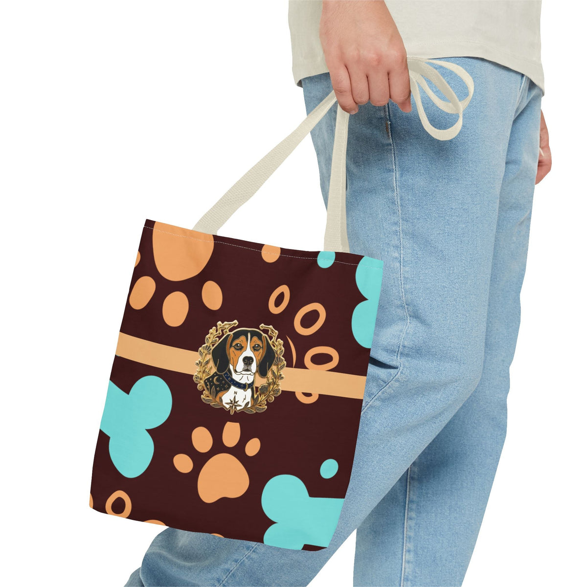 Beagle Paw Print Tote — Colorful Dog Bone Pattern AOP Tote Bag - Dark Sky Outpost