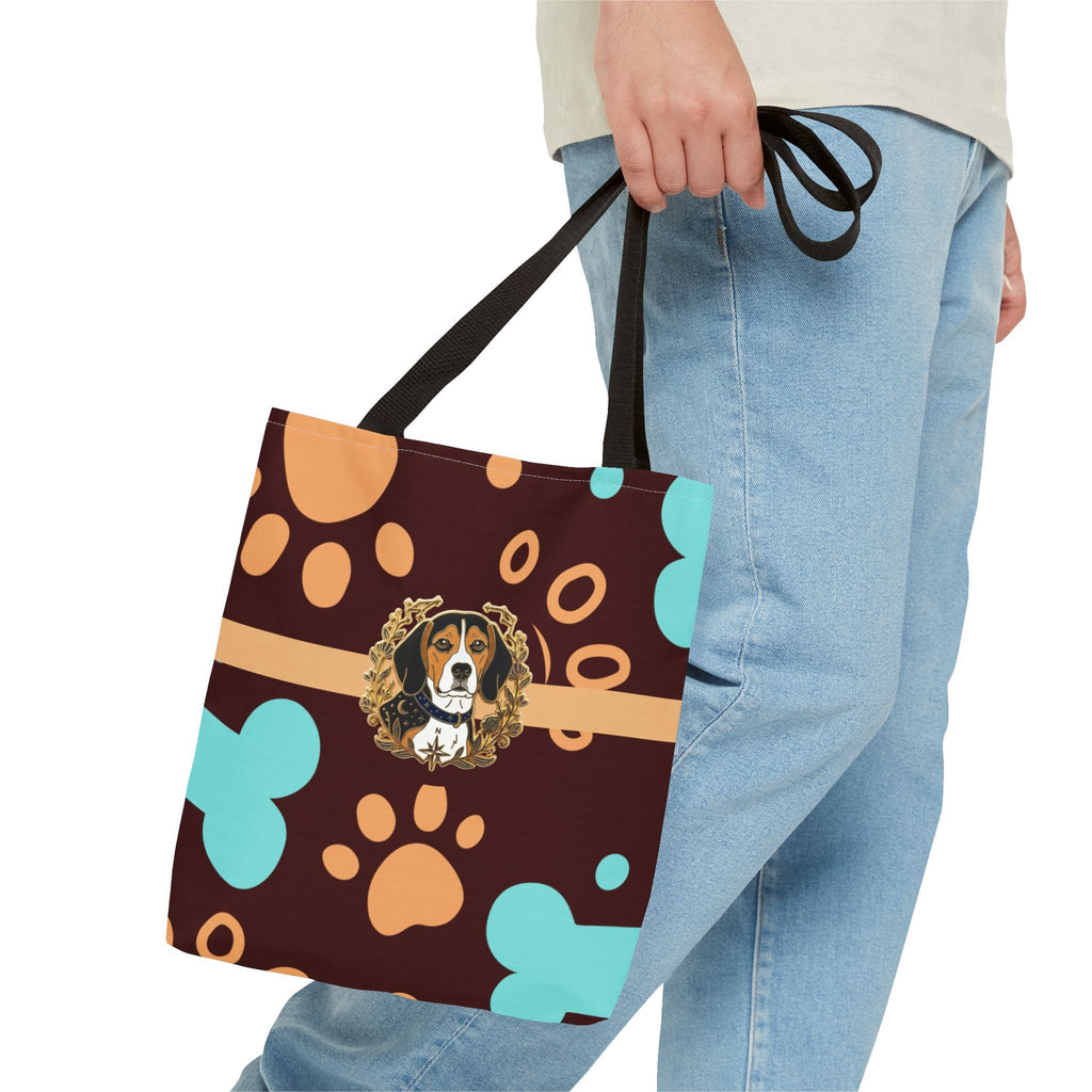 Beagle Paw Print Tote — Colorful Dog Bone Pattern AOP Tote Bag - Dark Sky Outpost