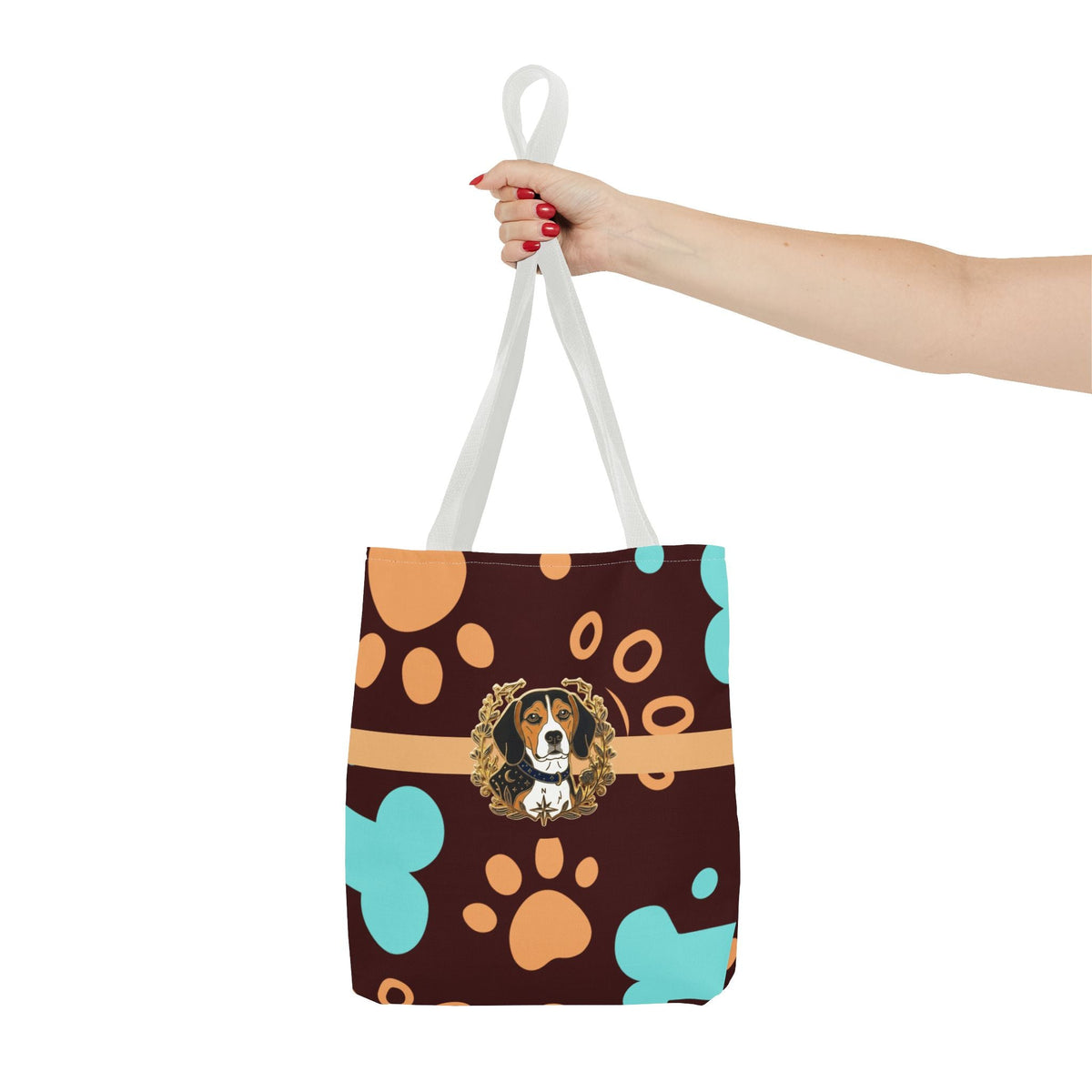 Beagle Paw Print Tote — Colorful Dog Bone Pattern AOP Tote Bag - Dark Sky Outpost