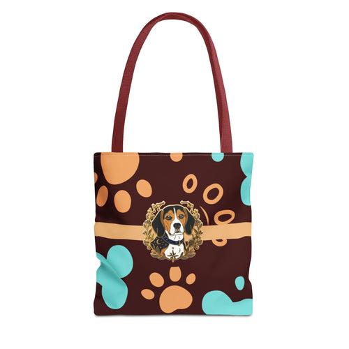 Beagle Paw Print Tote — Colorful Dog Bone Pattern AOP Tote Bag - Dark Sky Outpost