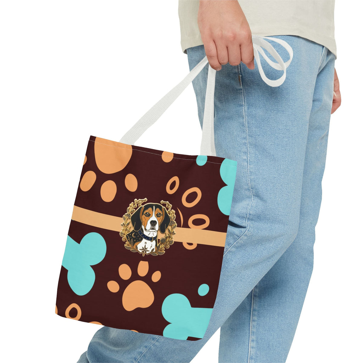 Beagle Paw Print Tote — Colorful Dog Bone Pattern AOP Tote Bag - Dark Sky Outpost