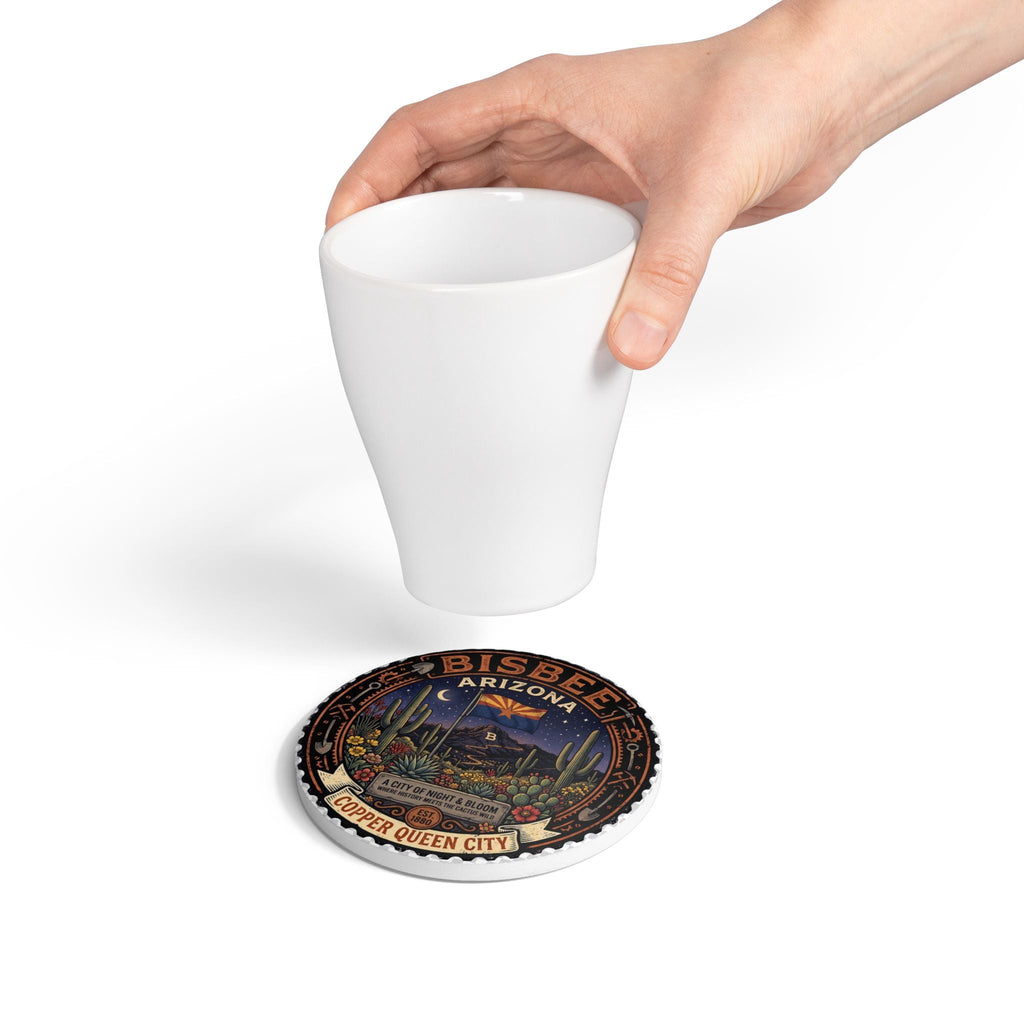 Bisbee Arizona Ceramic Coaster – Copper Queen City Nightscape Souvenir - Dark Sky Outpost