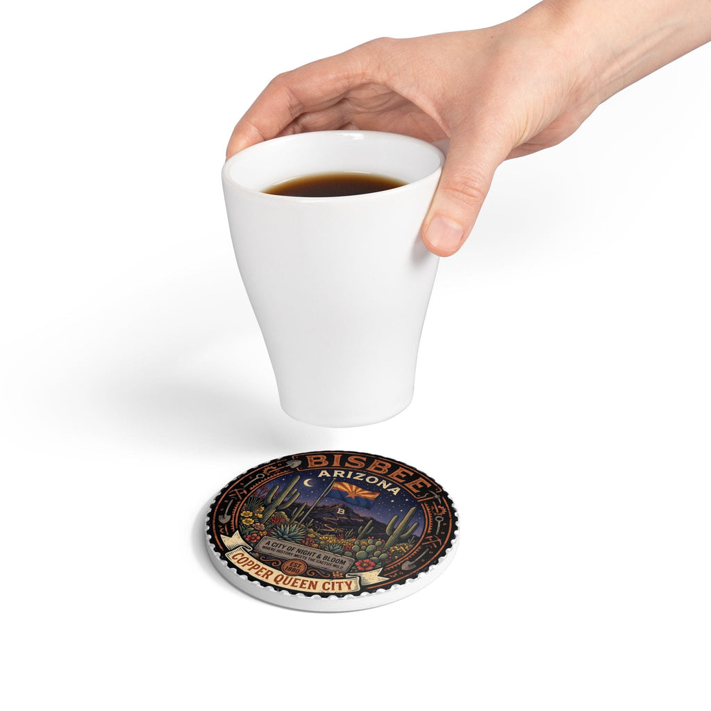 Bisbee Arizona Ceramic Coaster – Copper Queen City Nightscape Souvenir - Dark Sky Outpost