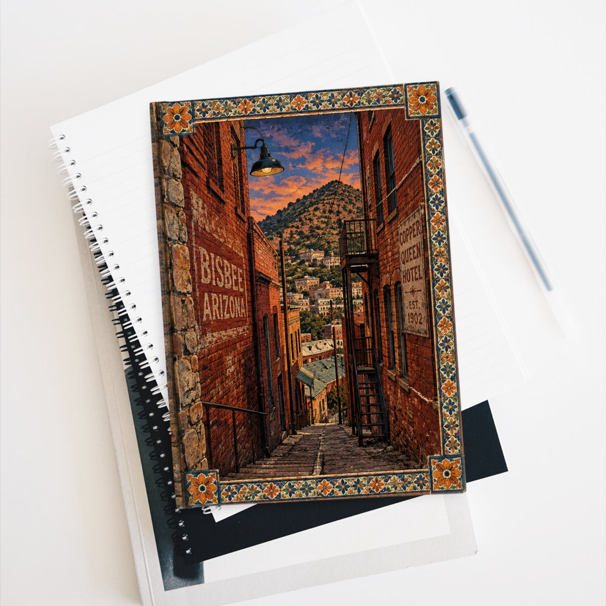 Bisbee Arizona Journal — Ruled Travel Notebook with 'Dark Sky Outpost' Sunset & Rainbow Cover - Dark Sky Outpost