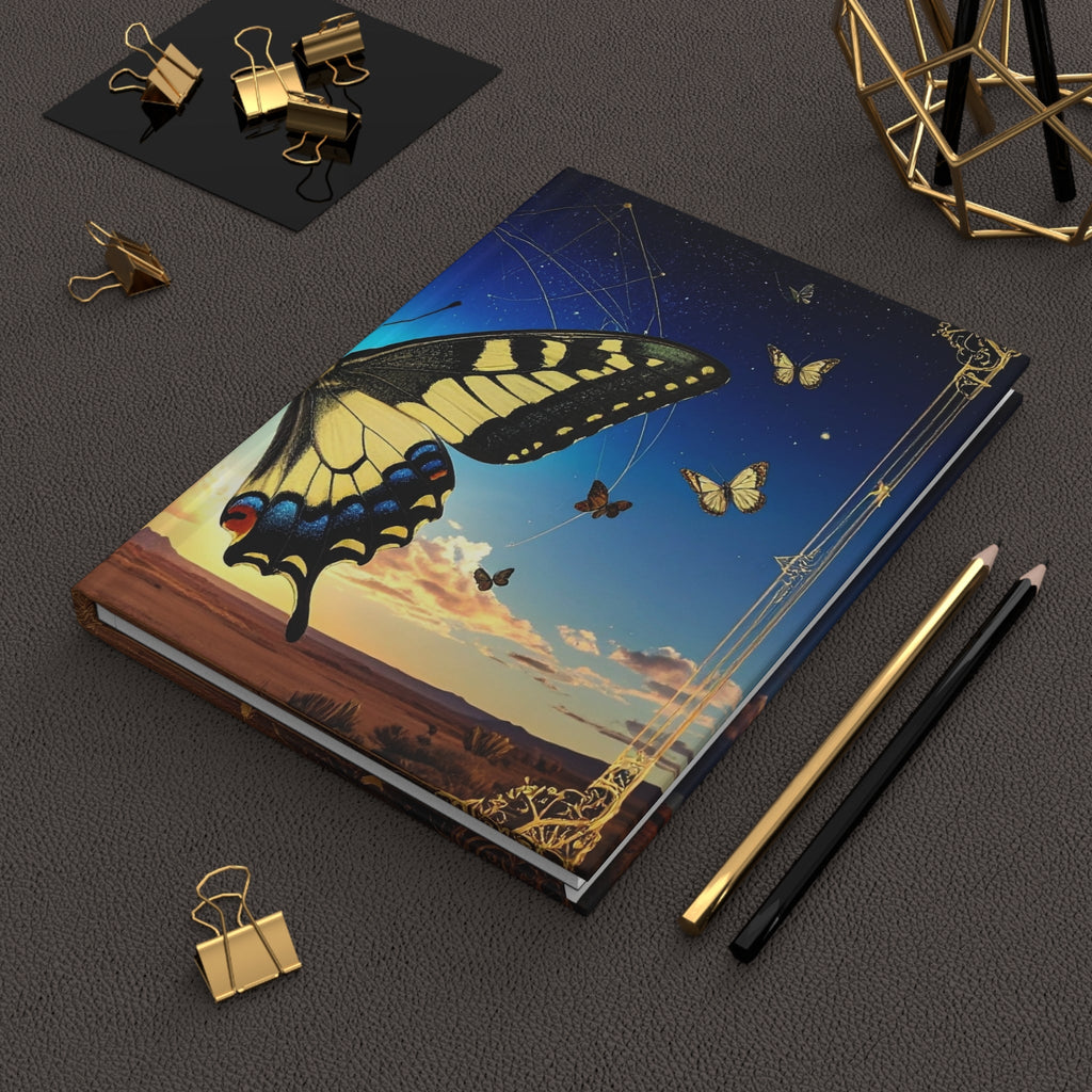 Butterfly Sunset Hardcover Journal — Lined Matte Notebook for Dreams & Reflection - Dark Sky Outpost