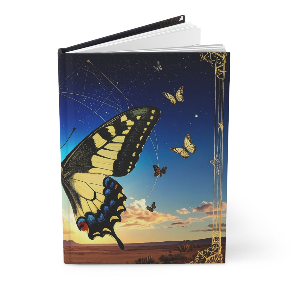 Butterfly Sunset Hardcover Journal — Lined Matte Notebook for Dreams & Reflection - Dark Sky Outpost