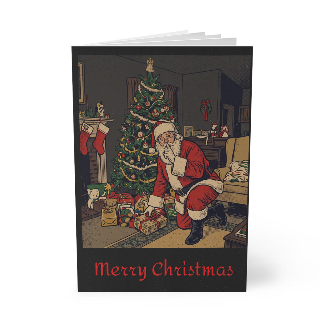 Christmas Santa Notebook — A5 Softcover Holiday Journal with Vintage Santa and Ornaments - Dark Sky Outpost