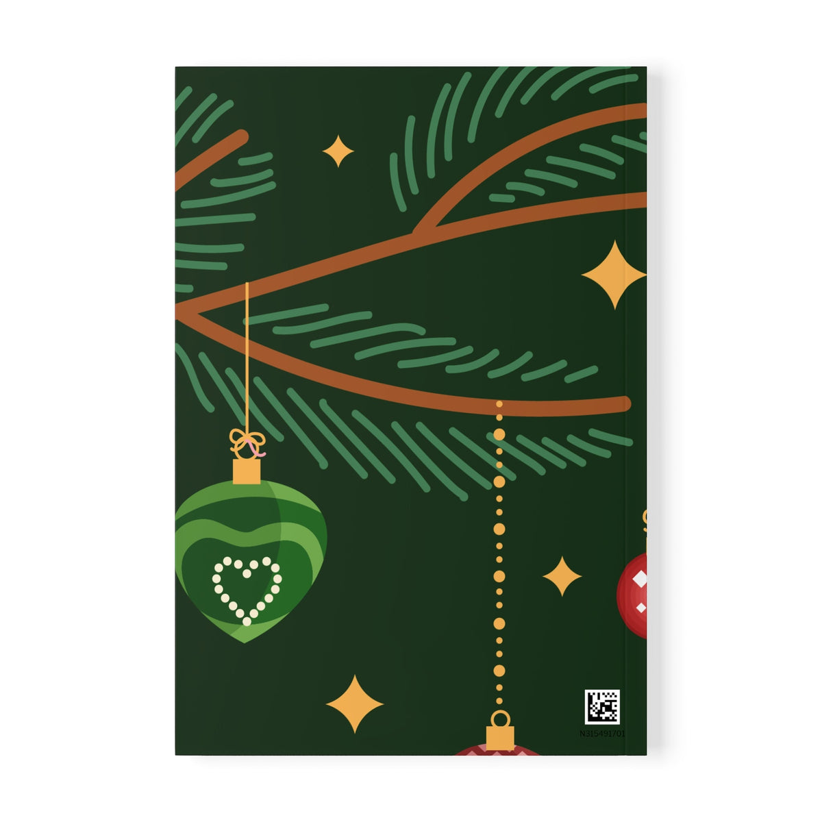 Christmas Santa Notebook — A5 Softcover Holiday Journal with Vintage Santa and Ornaments - Dark Sky Outpost