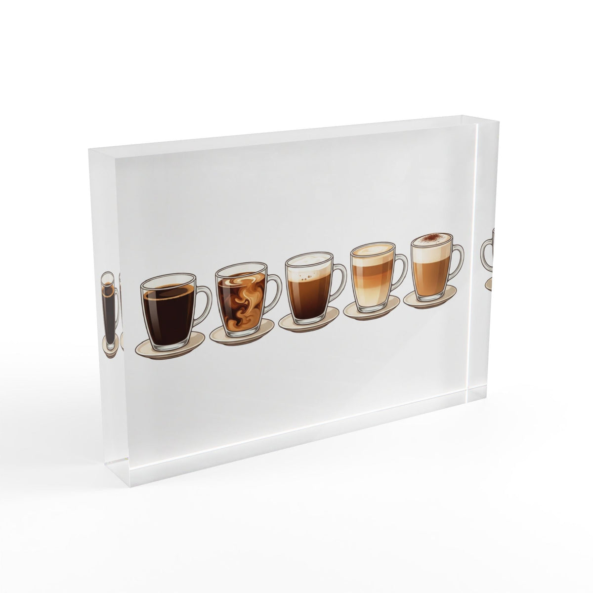 Coffee Flight Photo Block – Illustrated Espresso to Latte Art Display - Dark Sky Outpost