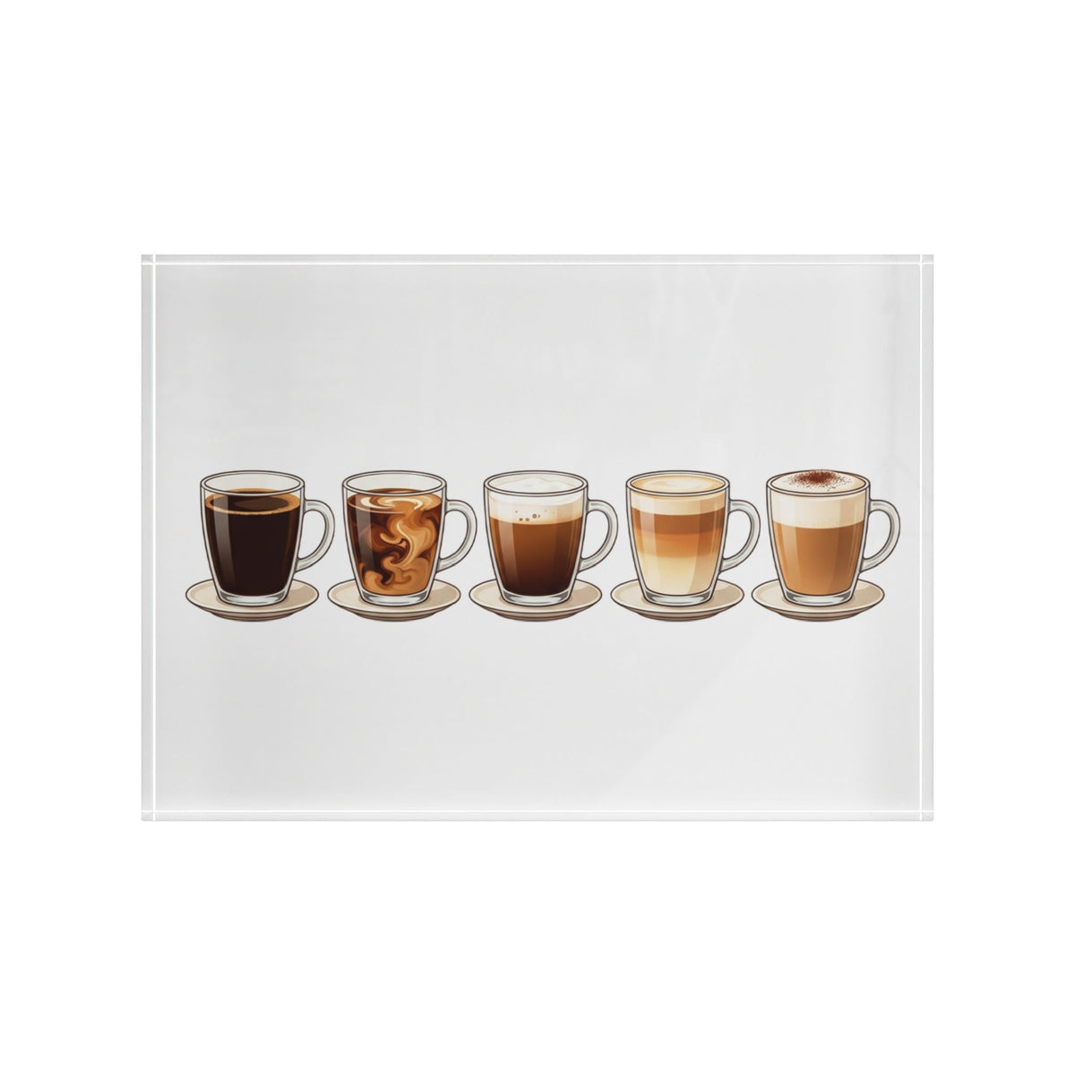 Coffee Flight Photo Block – Illustrated Espresso to Latte Art Display - Dark Sky Outpost