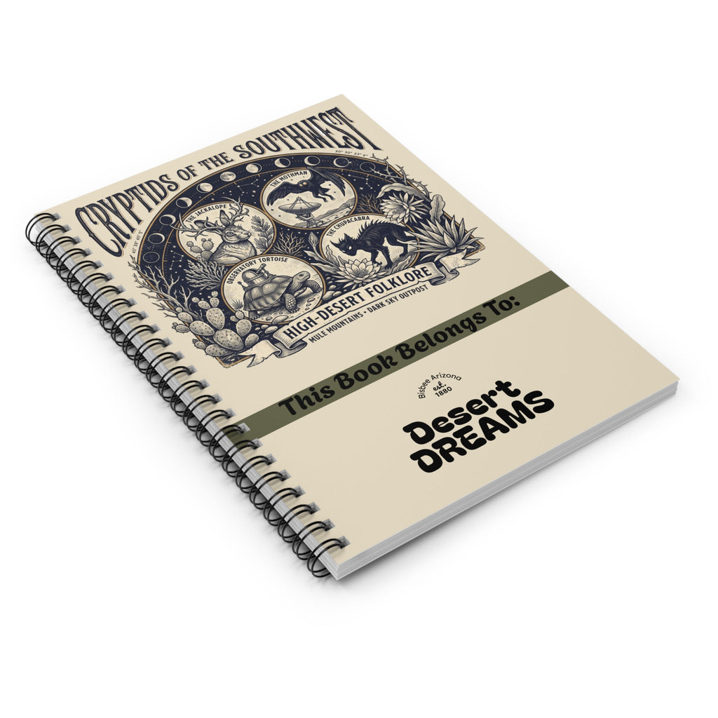 Cryptids of the Southwest Spiral Notebook — Desert Dreams Ruled Journal - Dark Sky Outpost