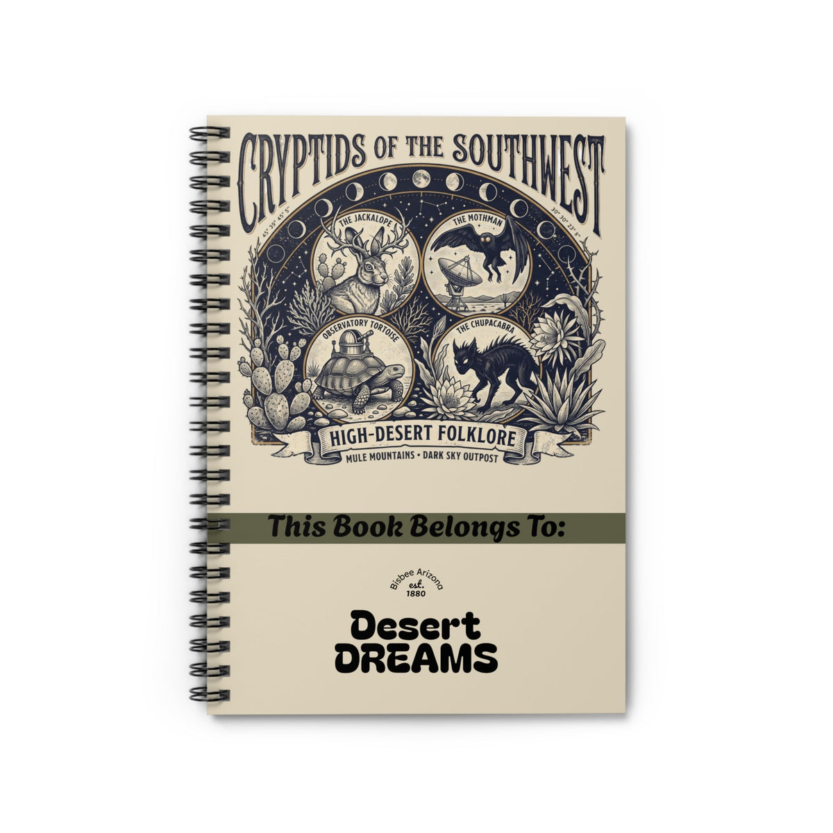 Cryptids of the Southwest Spiral Notebook — Desert Dreams Ruled Journal - Dark Sky Outpost