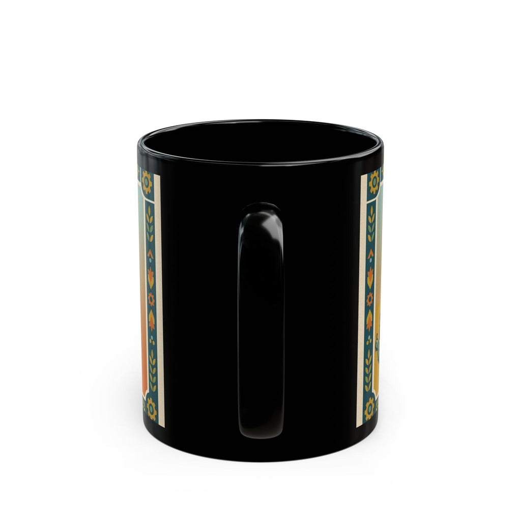 Desert Lands Black Coffee Mug — Southwest USA Scenic Travel Poster Design (11oz, 15oz) - Dark Sky Outpost