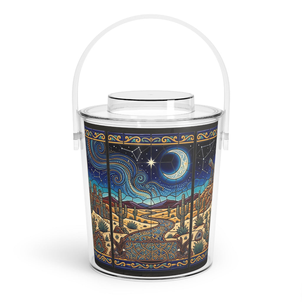 Desert Night Ice Bucket with Tongs — Starry Crescent Moon Bar Cooler - Dark Sky Outpost