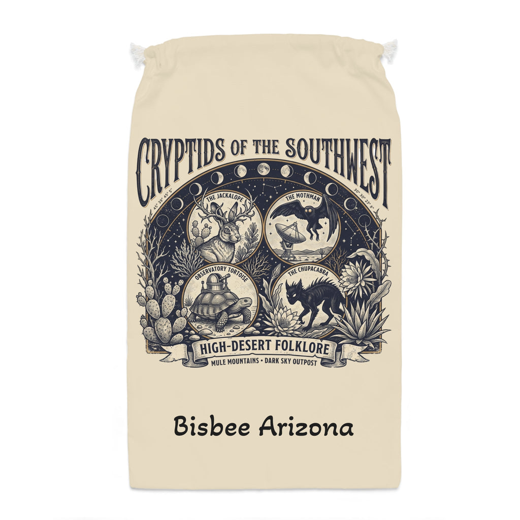 Drawstring Sack — "Cryptids of the Southwest" High-Desert Folklore Storage Bag - Dark Sky Outpost