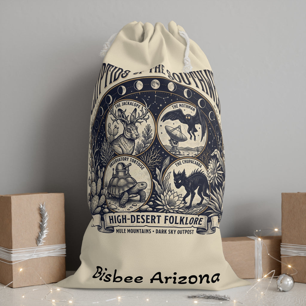 Drawstring Sack — "Cryptids of the Southwest" High-Desert Folklore Storage Bag - Dark Sky Outpost