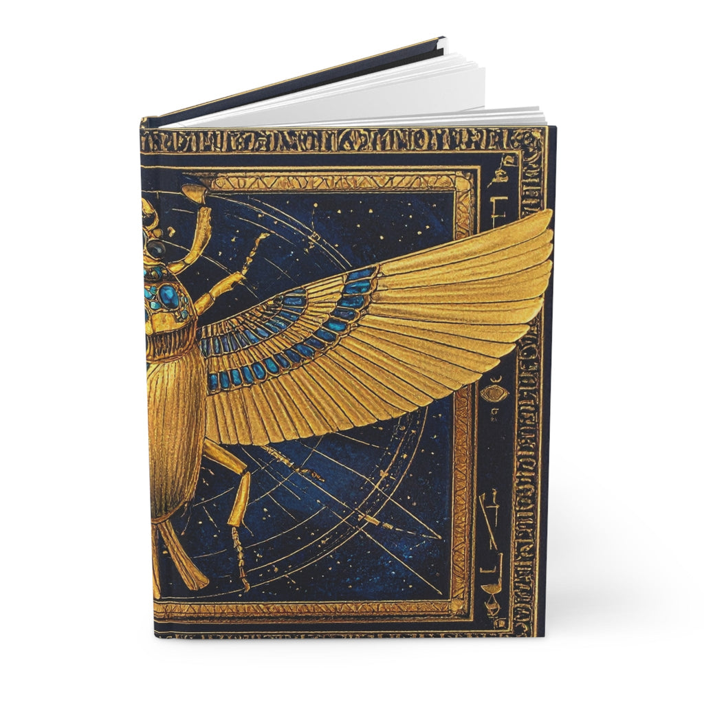 Egyptian Scarab Hardcover Dream Journal — Golden Winged Mythology Lined Notebook - Dark Sky Outpost