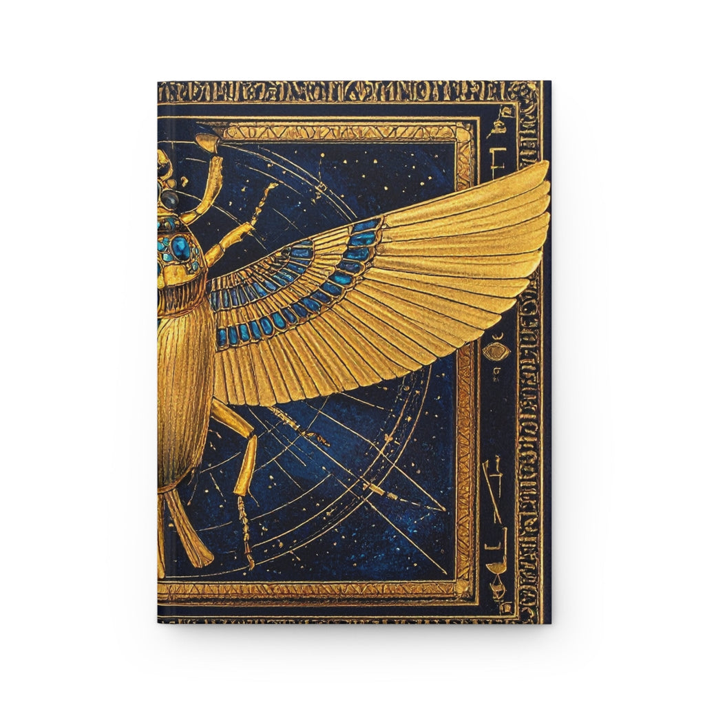 Egyptian Scarab Hardcover Dream Journal — Golden Winged Mythology Lined Notebook - Dark Sky Outpost