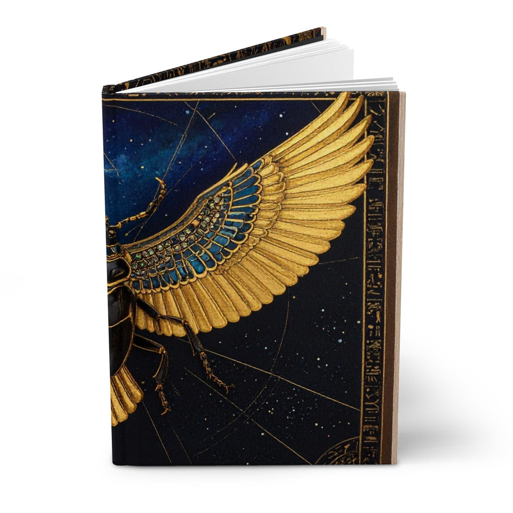 Egyptian Scarab Hardcover Journal — Gold Winged Beetle Notebook for Mythic Sketches & Daily Writing - Dark Sky Outpost
