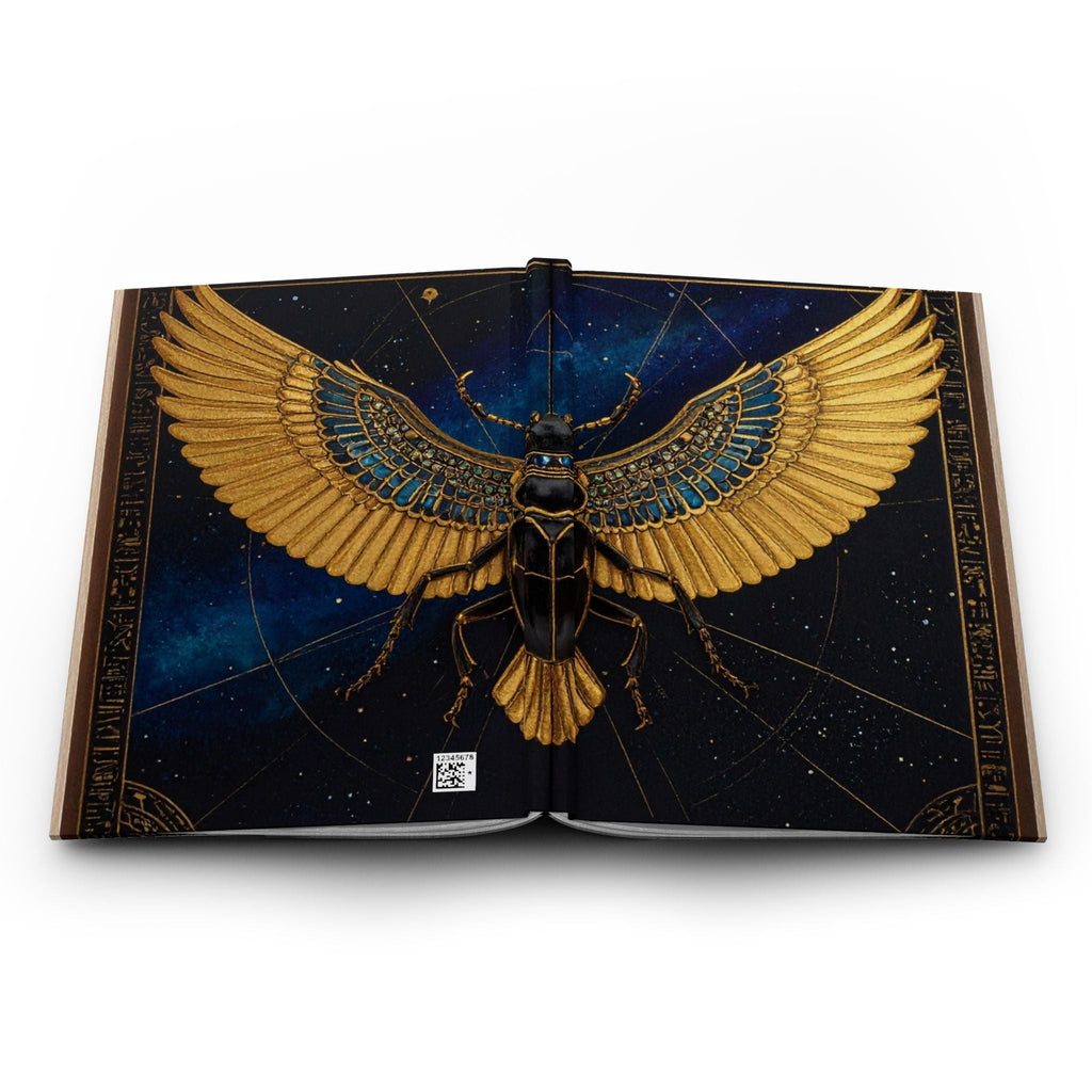 Egyptian Scarab Hardcover Journal — Gold Winged Beetle Notebook for Mythic Sketches & Daily Writing - Dark Sky Outpost