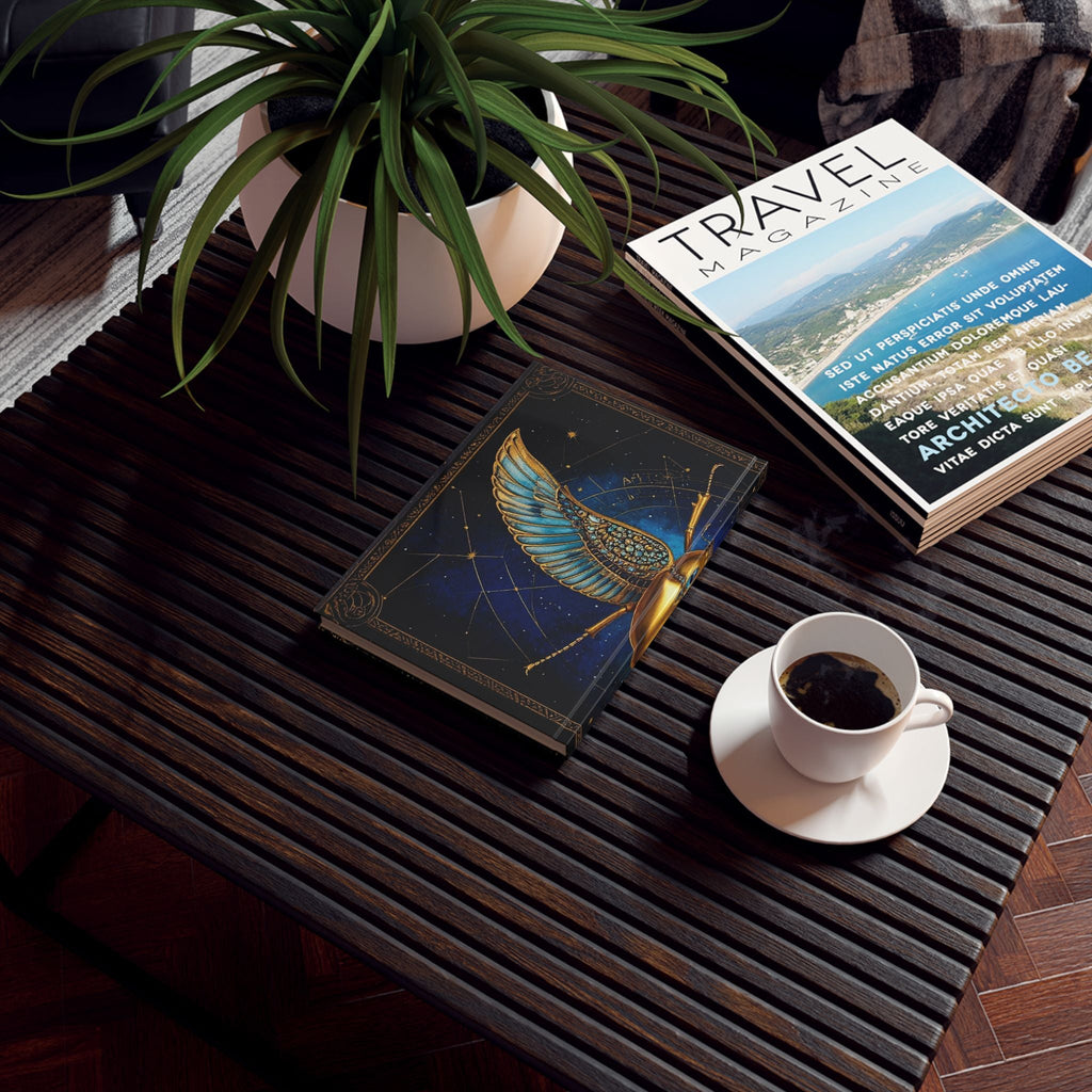 Egyptian Scarab Journal — Gold Winged Beetle Hardback Notebook - Dark Sky Outpost