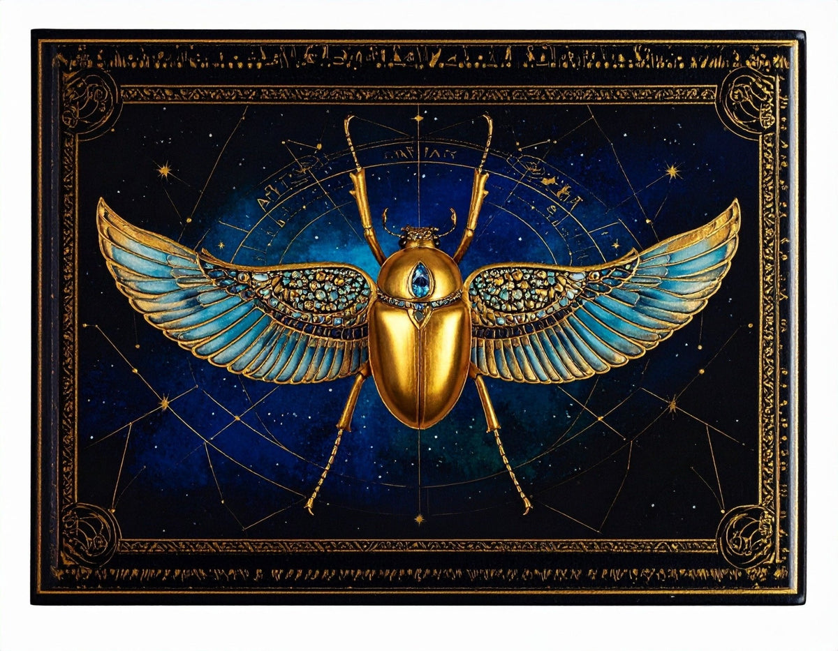 Egyptian Scarab Journal — Gold Winged Beetle Hardback Notebook - Dark Sky Outpost