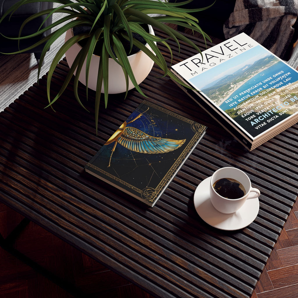 Egyptian Scarab Journal — Gold Winged Beetle Hardback Notebook - Dark Sky Outpost