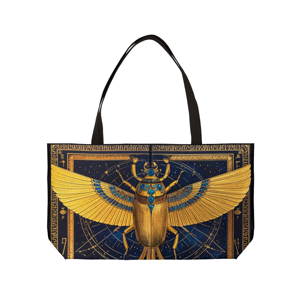 Egyptian Scarab Weekender Tote — Gold Winged Scarab Travel Bag - Dark Sky Outpost